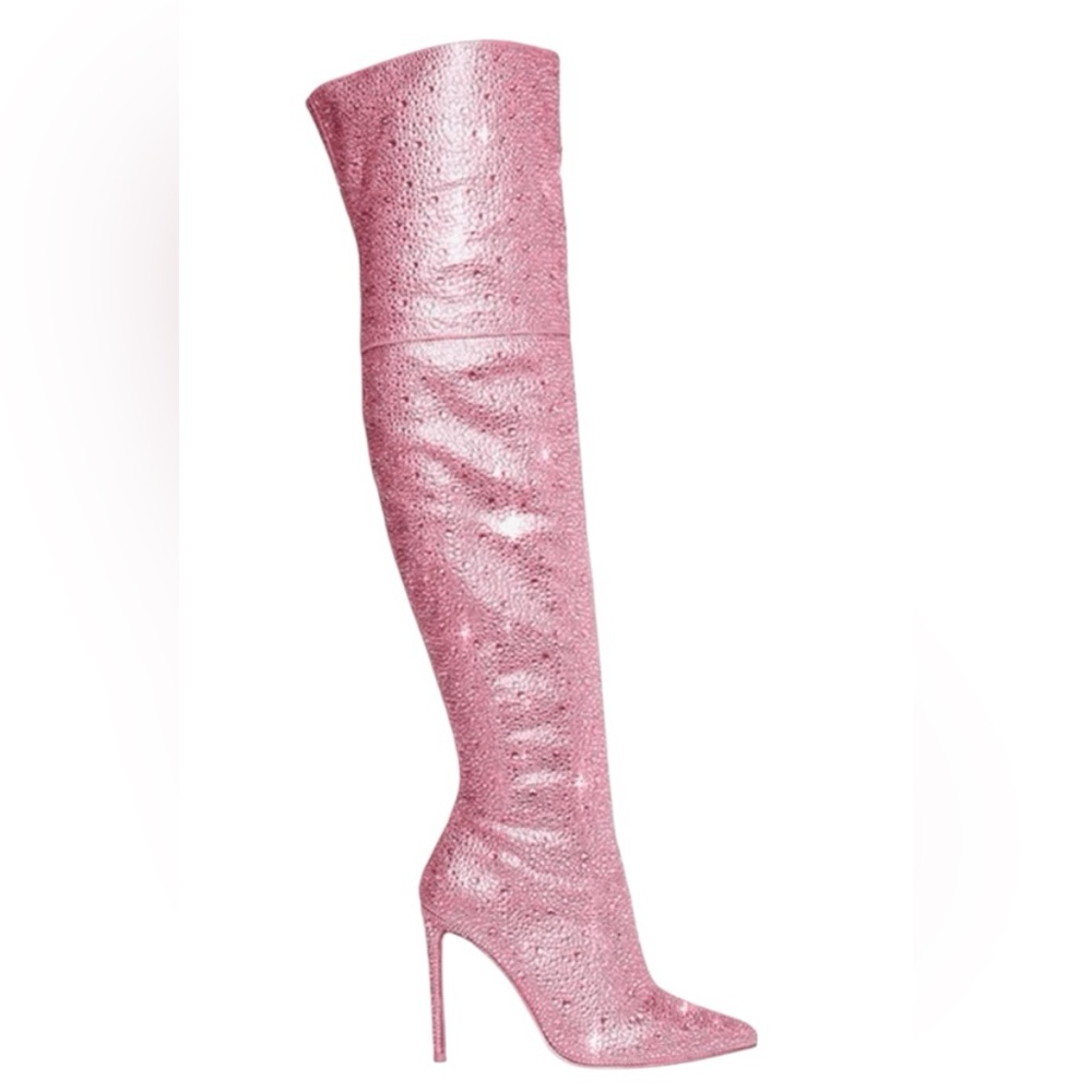 👢STEVE MADDEN VIVIANNE Pink Crystal Thigh-High Boots✨  Size 11 | Brand New, $150 - Picture 4 of 12